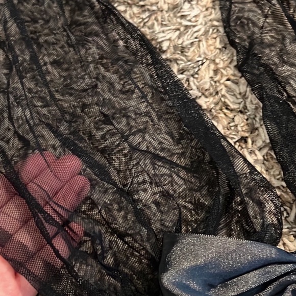 Black Mesh Satin Halter Tie Teddy - Picture 8 of 11